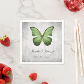 Green Butterfly Wedding Paper Napkins Servet (Insitu)