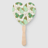 Green Butterfly White Floral Flower Blossom Handwaaier (Achterkant)