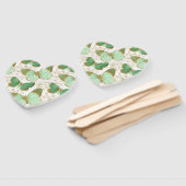 Green Butterfly White Floral Flower Blossom Handwaaier (Niet-gemonteerd)