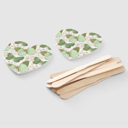 Green Butterfly White Floral Flower Blossom Handwaaier (Niet-gemonteerd)