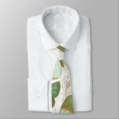Green Butterfly White Floral Flower Blossom Stropdas (Gebonden)