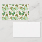 Green Butterfly White Floral Flower Blossom Visitekaartje (Voorkant / Achterkant)