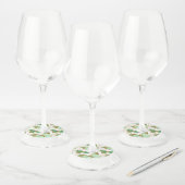 Green Butterfly White Floral Flower Blossom Wijnglaslabel (Set)