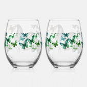 Green Butterfly  Wijnglas Zonder Voet (Voorkant)