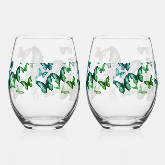 Green Butterfly Wijnglas Zonder Voet (Voorkant)