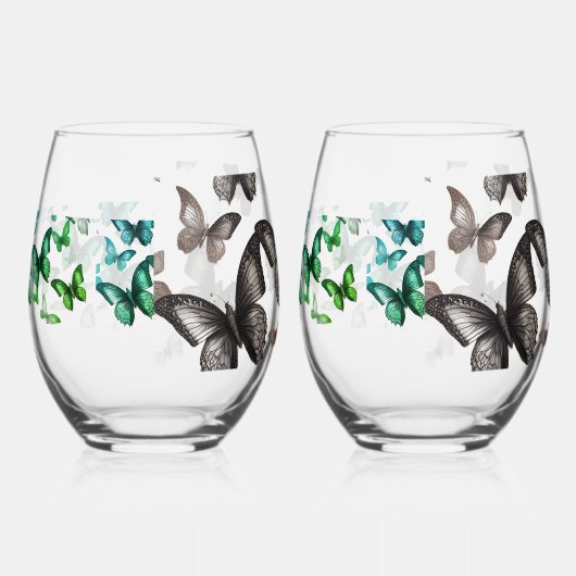 Green Butterfly  Wijnglas Zonder Voet (Links)