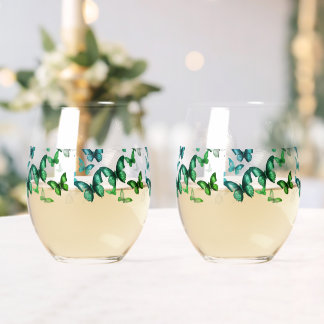 Green Butterfly  Wijnglas Zonder Voet