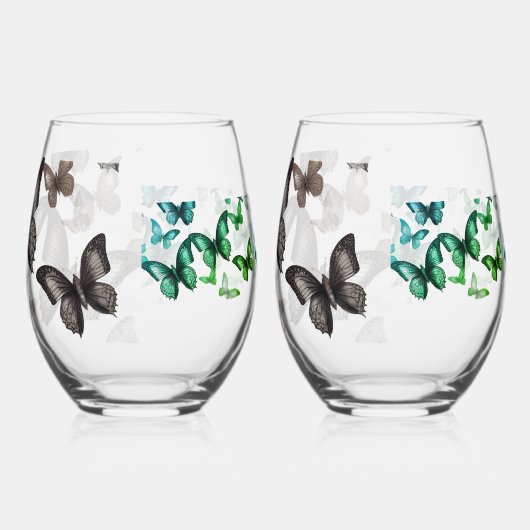 Green Butterfly  Wijnglas Zonder Voet (Rechts)