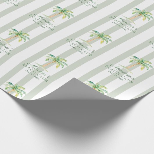 Green Cabana Stripes Palm Beach Club Cadeaupapier (Hoek)
