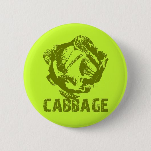 Green Cabbage Pop Art Button (Voorkant)