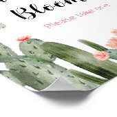 Green Cactus Baby in Bloom-teken Poster (Hoek)