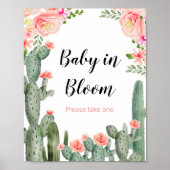 Green Cactus Baby in Bloom-teken Poster (Voorkant)