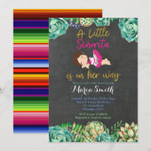 Green Cactus Fiesta Baby Senorita Baby shower Kaart (Voorkant / Achterkant)