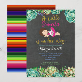 Green Cactus Fiesta Baby Senorita Baby shower Kaart