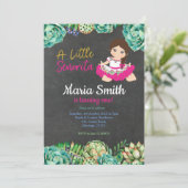 Green Cactus Fiesta Birthday Girl Kaart (Staand voorkant)