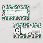 Green Cactus Floral Hexagon Pattern Waterverf Afsprakenkaartje (Voorkant / Achterkant)