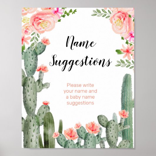 Green Cactus floral Name Suggestis Poster (Voorkant)