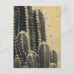 Green Cactus on Yellow Background Briefkaart