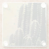 Green Cactus on Yellow Background Glazen Onderzetter (Achterkant)