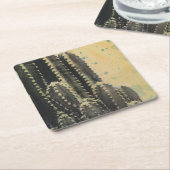 Green Cactus on Yellow Background Kartonnen Onderzetters (Schuin)