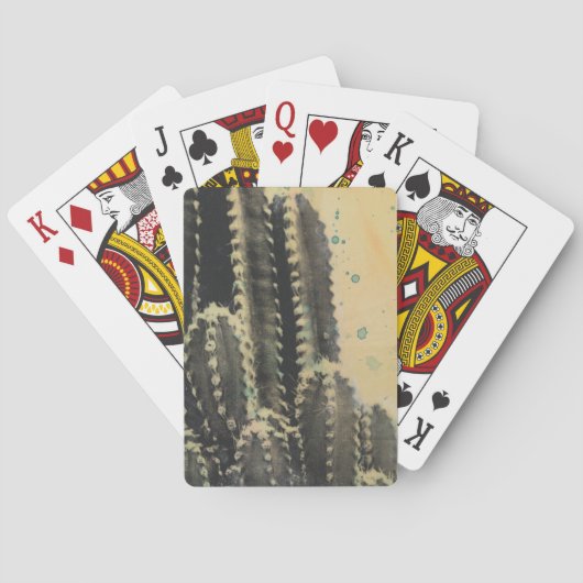 Green Cactus on Yellow Background Pokerkaarten (Achterkant)