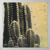 Green Cactus on Yellow Background Poster (Voorkant)