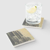 Green Cactus on Yellow Background Stenen Onderzetter (Zijkant)