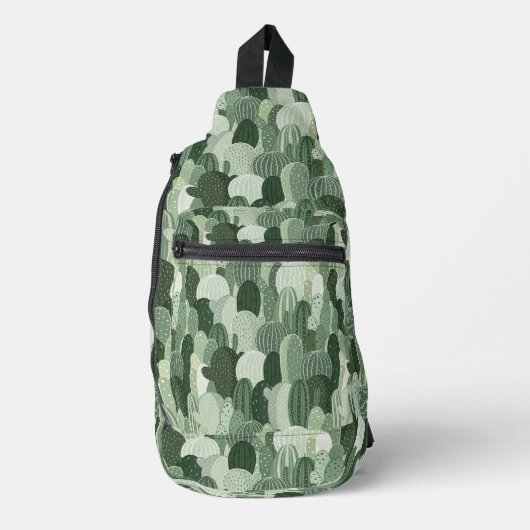 Green Cactus Pattern Sling Bag (Voorkant)