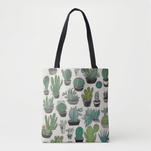 Green Cactus Pattern Tote Bag (Voorkant)