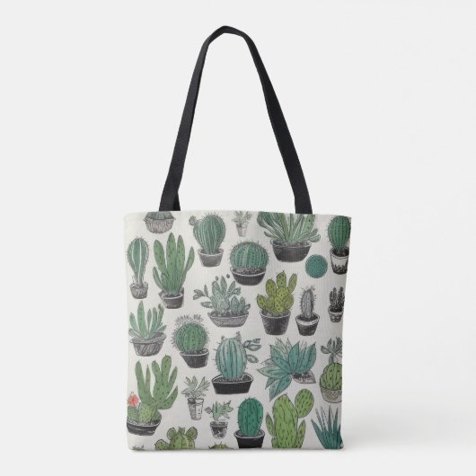 Green Cactus Pattern Tote Bag (Achterkant)
