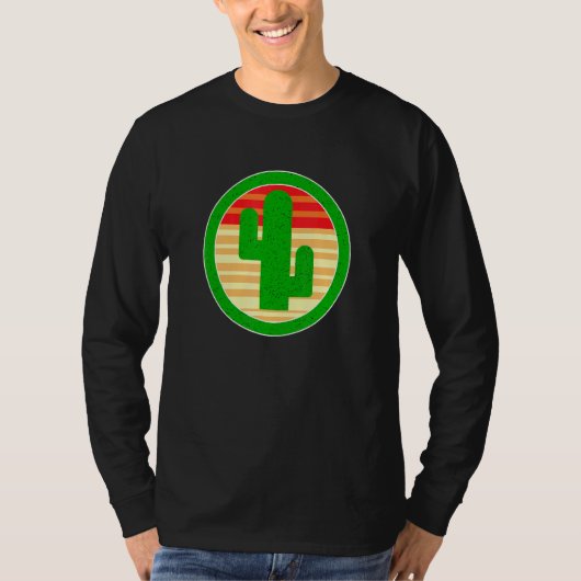 Green Cactus Plant Serape Western Sunset Aesthetic T-shirt (Voorkant)