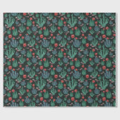Green cactus wrapping paper on dark background cadeaupapier (Vlak)