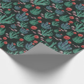 Green cactus wrapping paper on dark background cadeaupapier (Hoek)