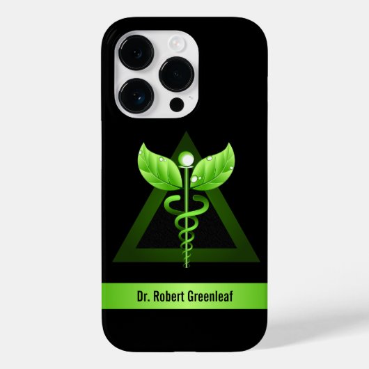 Green Caduceus Alternative Medicine Icon Case-Mate iPhone Case (Achterkant)