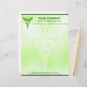 Green Caduceus Alternative Medicine Symbool Briefhoofd Ontwerp