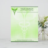 Green Caduceus Alternative Medicine Symbool Briefhoofd Ontwerp (Staand voorkant)