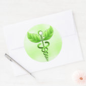 Green Caduceus Alternative Medicine Symbool Ronde Sticker (Envelop)
