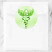 Green Caduceus Alternative Medicine Symbool Ronde Sticker (Tas)