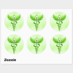 Green Caduceus Alternative Medicine Symbool Ronde Sticker