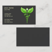 Green Caduceus Alternative Medicine Symbool Visitekaartje (Voorkant / Achterkant)