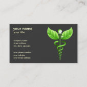 Green Caduceus Alternative Medicine Symbool Visitekaartje (Voorkant)