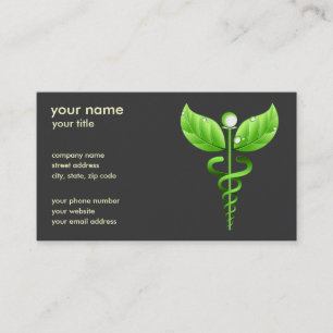 Green Caduceus Alternative Medicine Symbool Visitekaartje