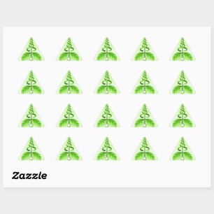 Green Caduceus Alternative Medicine Triangular Sticker