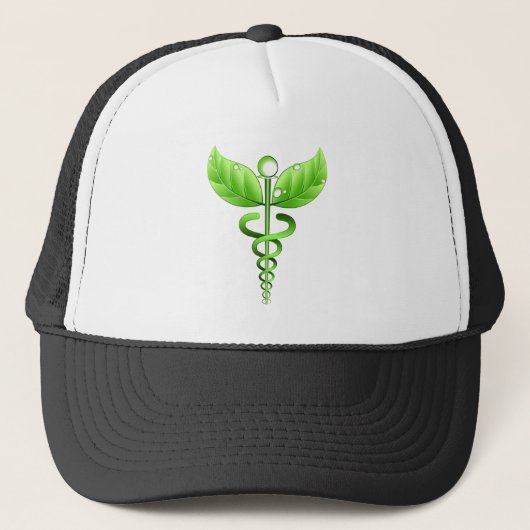 Green Caduceus Medical Symbol Alternative Medicine Trucker Pet (Voorkant)