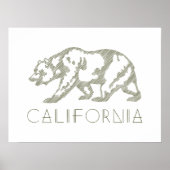 Green California Grizzly Bear Typography Art Print (Voorkant)