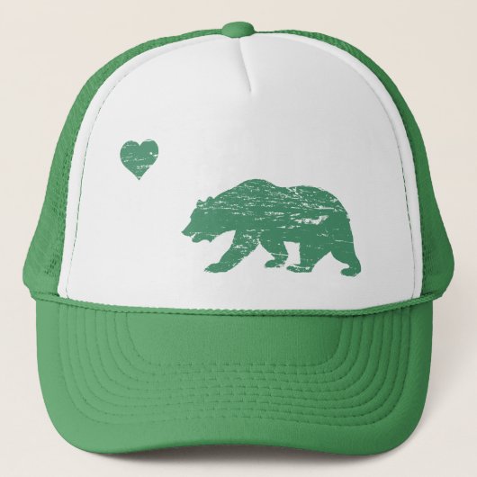 Green California Love Trucker Hat Trucker Pet (Voorkant)