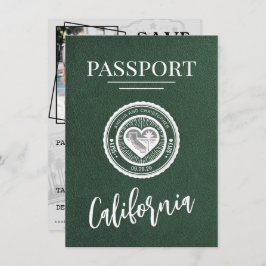 Green California Passport Bewaar de datum Save The Date