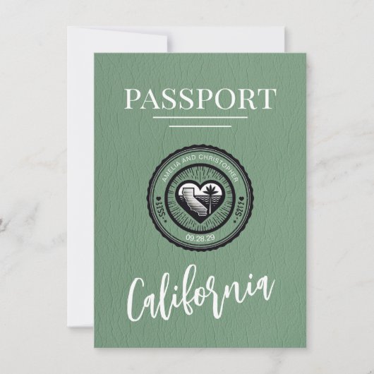 Green California Passport Bewaar de datum Save The Date (Voorkant)