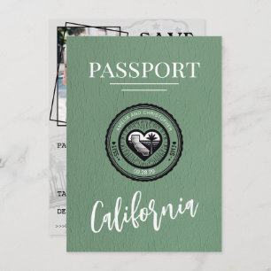 Green California Passport Bewaar de datum Save The Date