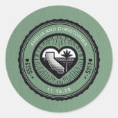 Green California Passport Ronde Sticker (Voorkant)